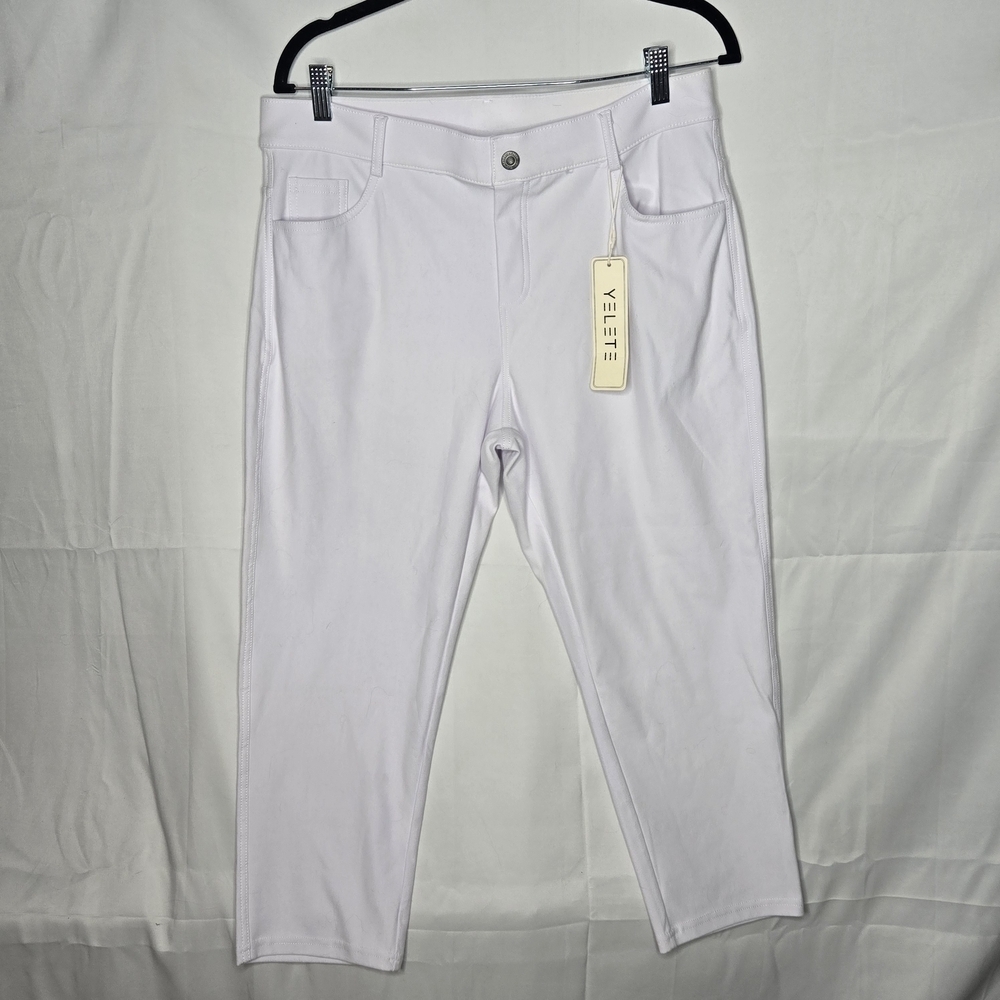 Women’s White Capri Jegging Pants 3XL – Stretch High-Rise Pull-On Cropped